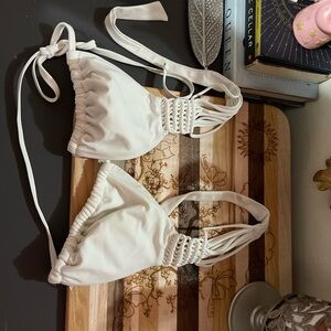 White Halter Bikini Set